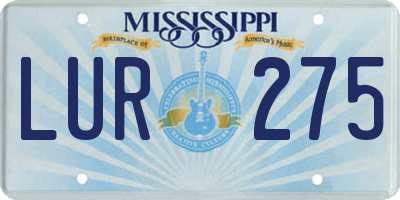 MS license plate LUR275