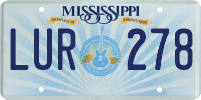 MS license plate LUR278