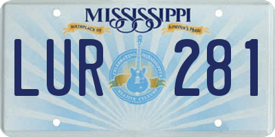 MS license plate LUR281