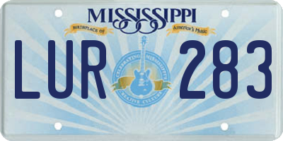 MS license plate LUR283