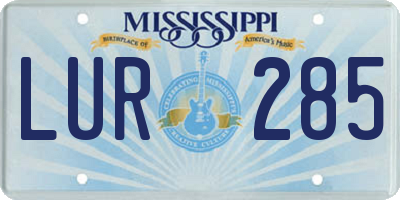 MS license plate LUR285