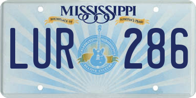 MS license plate LUR286