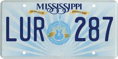 MS license plate LUR287