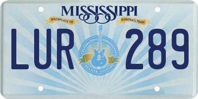MS license plate LUR289