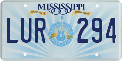 MS license plate LUR294