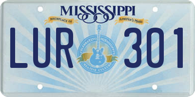 MS license plate LUR301