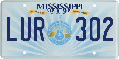 MS license plate LUR302
