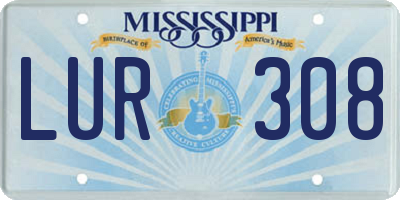 MS license plate LUR308