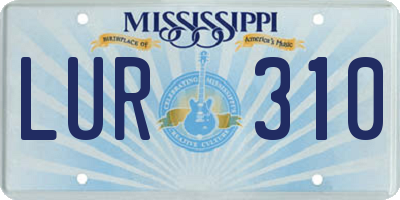 MS license plate LUR310