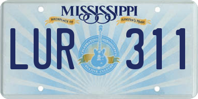 MS license plate LUR311