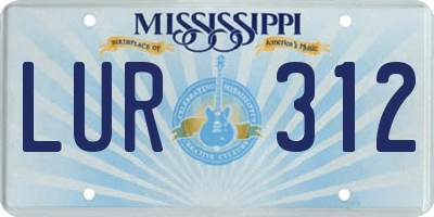 MS license plate LUR312