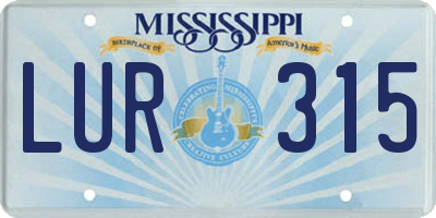 MS license plate LUR315