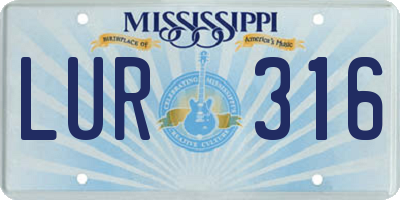 MS license plate LUR316