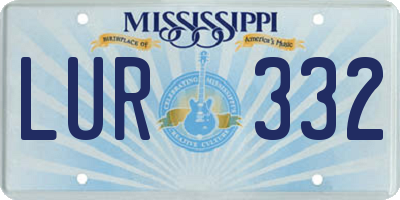 MS license plate LUR332