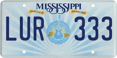 MS license plate LUR333