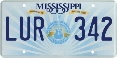 MS license plate LUR342