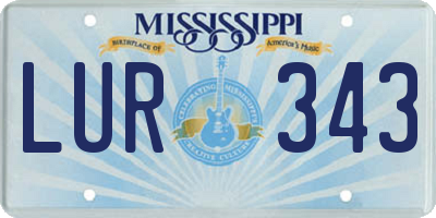 MS license plate LUR343
