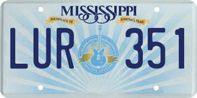 MS license plate LUR351