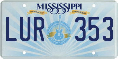 MS license plate LUR353