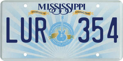 MS license plate LUR354