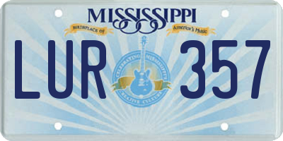 MS license plate LUR357