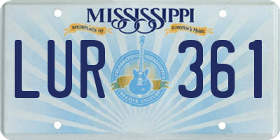 MS license plate LUR361