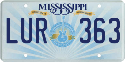 MS license plate LUR363