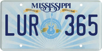 MS license plate LUR365