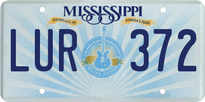 MS license plate LUR372