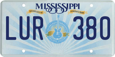 MS license plate LUR380