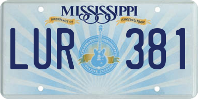 MS license plate LUR381