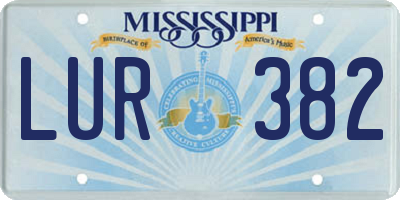 MS license plate LUR382