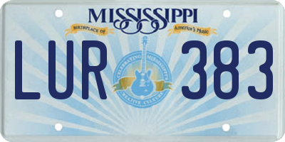 MS license plate LUR383