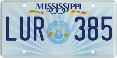 MS license plate LUR385