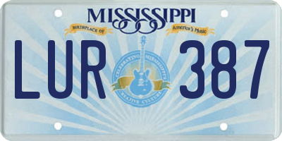 MS license plate LUR387