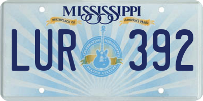 MS license plate LUR392