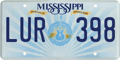 MS license plate LUR398