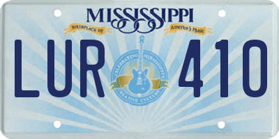 MS license plate LUR410