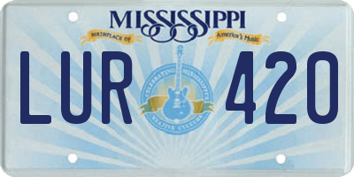 MS license plate LUR420