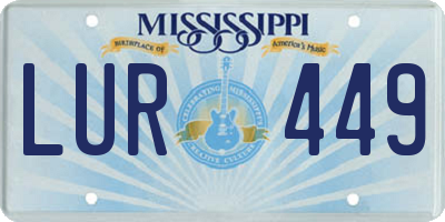 MS license plate LUR449