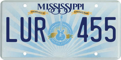 MS license plate LUR455