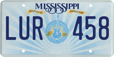 MS license plate LUR458