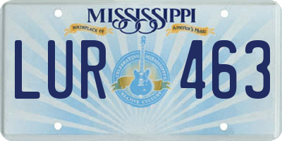 MS license plate LUR463
