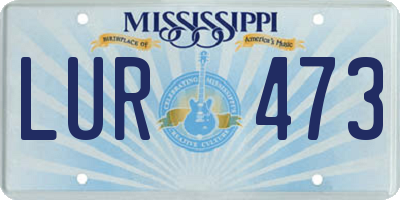 MS license plate LUR473