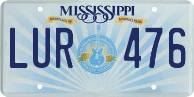 MS license plate LUR476