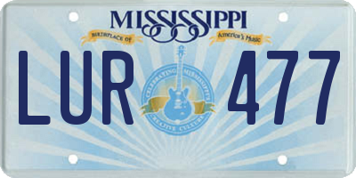 MS license plate LUR477