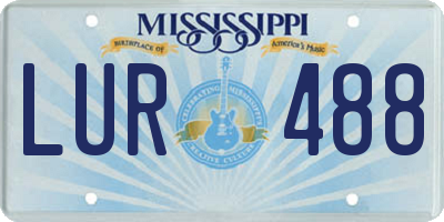 MS license plate LUR488