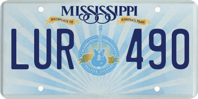 MS license plate LUR490