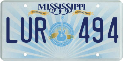 MS license plate LUR494