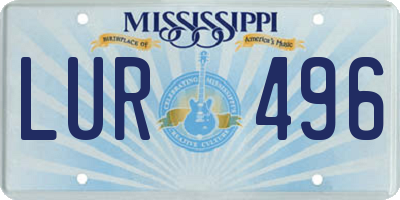 MS license plate LUR496